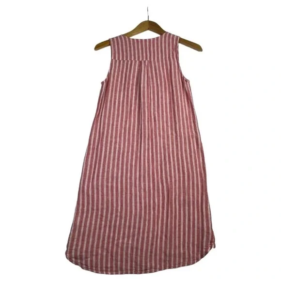 Marine Layer Red and White Striped Linen Blend Fabric - Picture 2 of 5